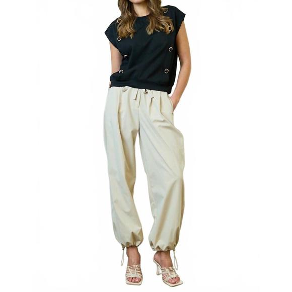 NEW THE GREII women's tie your parachute pants in cream - Picture 1 of 1
